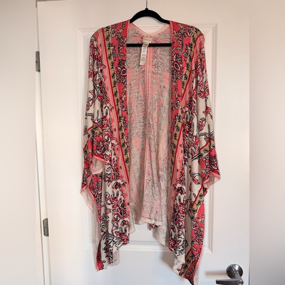 CHICO’S Women’s Floral Pink Kimono Cardigan size L/XL - Picture 2 of 6